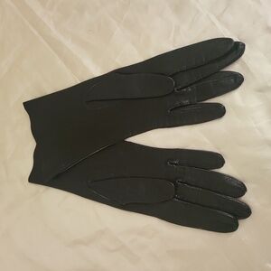 Vintage 60s Black Leather Gloves Made in Italy Size 6.5